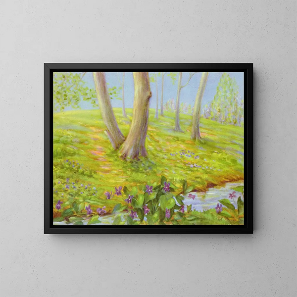 Violet blauw schilderij - Lafayette F. Cargill — ingelijst kunstwerk aan de muur