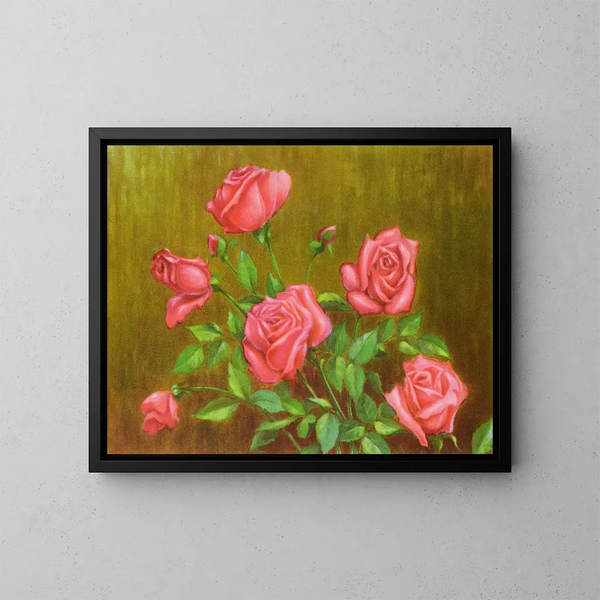 Rose rouge schilderij - Lafayette F. Cargill — ingelijst kunstwerk aan de muur