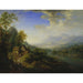 Landschap met Rivier van Christian Georg Schütz — gepresenteerd in een interieur