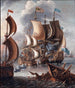 Een zeeslag met barbaardijke piraten - Laureys a Castro — weergave van het kunstwerk