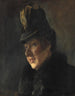 Portret van een jonge vrouw in een bontkraag jas en hoed met reflex - Laurits Andersen Ring — weergave van het kunstwerk
