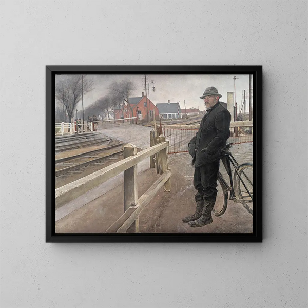 Wacht bij de spoorwegovergang van de Roskilde-weg - Laurits Andersen Ring — ingelijst kunstwerk aan de muur
