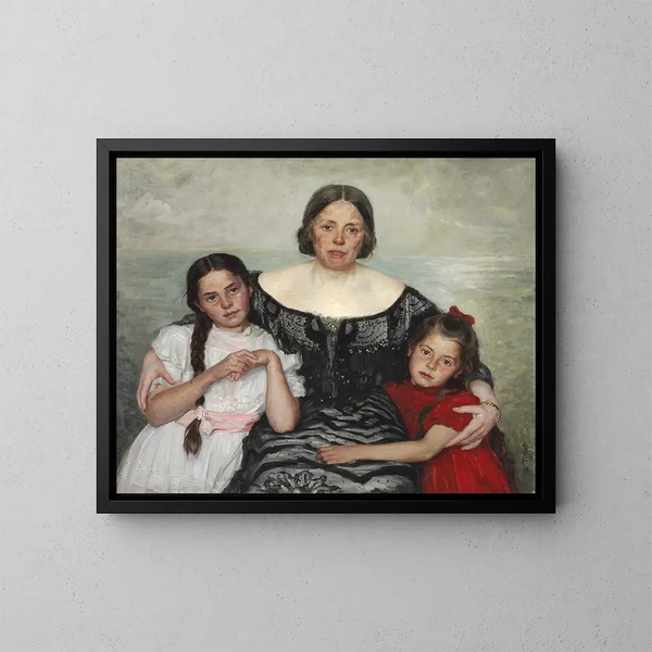 Groepsportret van Frederikke Tuxen met Yvonne en Nina - Laurits Tuxen — ingelijst kunstwerk aan de muur