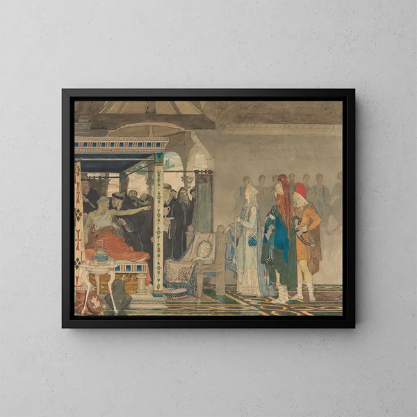 Frédégonde aan het ziekbed van Prétextat - Lawrence Alma-Tadema — ingelijst kunstwerk aan de muur