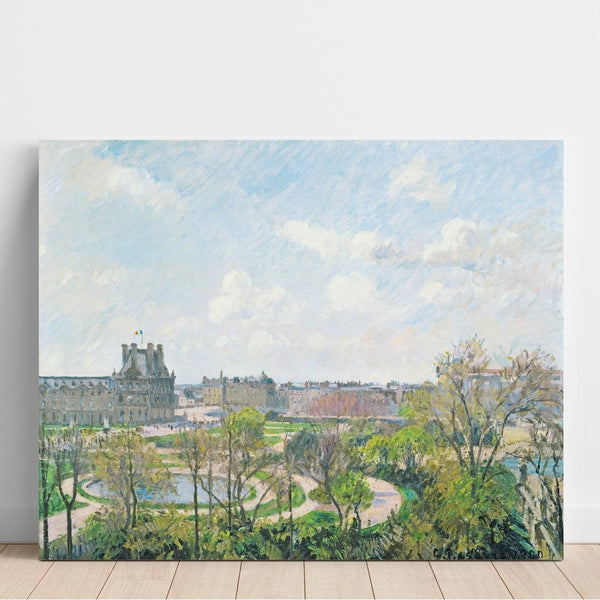 Reproductie van het schilderij Het Jardin des Tuileries en het Pavillon de Flore, Ochtend, Lente - Camille Pissarro
