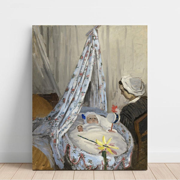 Reproductie van het schilderij Le berceau, Camille met de zoon van de kunstenaar, Jean - Claude Monet
