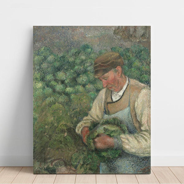 Reproductie van het schilderij De tuinier - Oude boer met kool - Camille Pissarro
