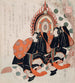 The Prince Genji and T no Chūjō performing the dance of the blue wave from The Tale of Genji - Yashima Gakutei — artwork view