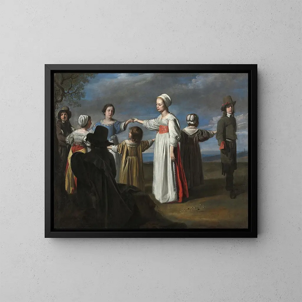 Kinderen dansen - Familie Le Nain — ingelijst kunstwerk aan de muur