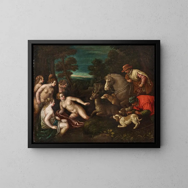 Diane en Actéon - Leandro Bassano — ingelijst kunstwerk aan de muur