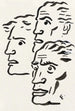 Drie hoofden van mannen - Leo Gestel — ingelijst kunstwerk aan de muur