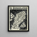 van de omslagontwerp van De Gemeenschap met een voorstelling van vliegende vlinders rondom bladeren en bloemen - Leo Gestel — ingelijst kunstwerk aan de muur