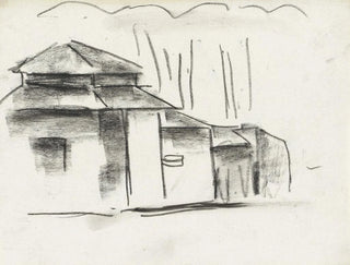 schetsblad met huis - Leo Gestel — weergave van het kunstwerk