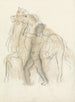 Feuille d'esquisses avec homme maîtrisant deux chevaux - Leo Gestel — weergave van het kunstwerk