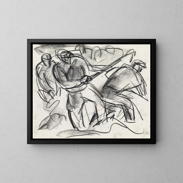 Studie van personages aan het werk - Leo Gestel — ingelijst kunstwerk aan de muur