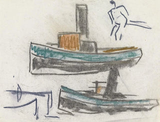 Studieblad met schepen - Leo Gestel — weergave van het kunstwerk
