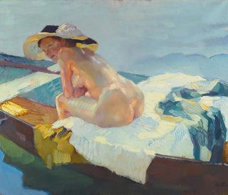 In de kano - Leo Putz — weergave van het kunstwerk
