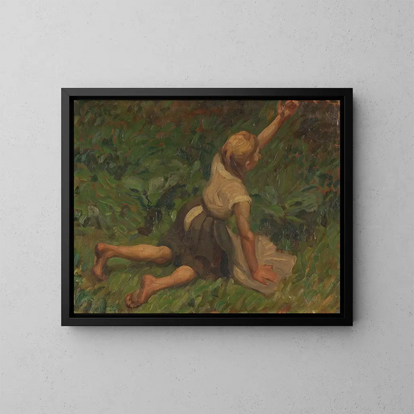 Studie over Assepoester - Leo Putz — ingelijst kunstwerk aan de muur