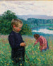 van Broers en zussen in de bloeiende weiden - Léon Giran-Max — weergave van het kunstwerk