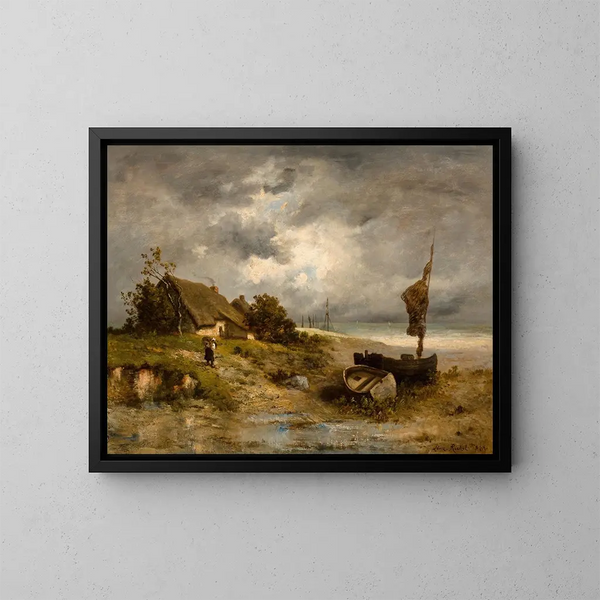 Een boerderij aan de kust - Léon Richet — ingelijst kunstwerk aan de muur