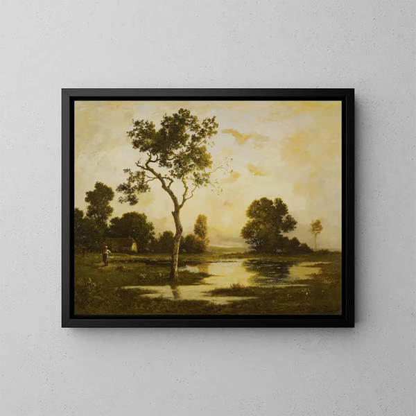 Terug naar de boerderij, schemering - Léon Richet — ingelijst kunstwerk aan de muur