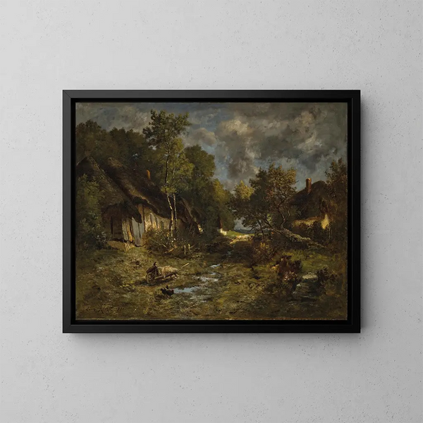De boerderij - Léon Richet — ingelijst kunstwerk aan de muur