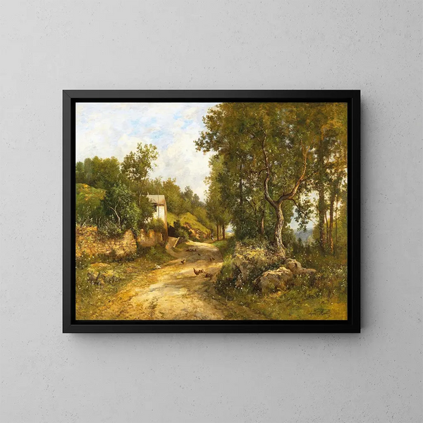 Weg door een groot landschap - Léon Richet — ingelijst kunstwerk aan de muur