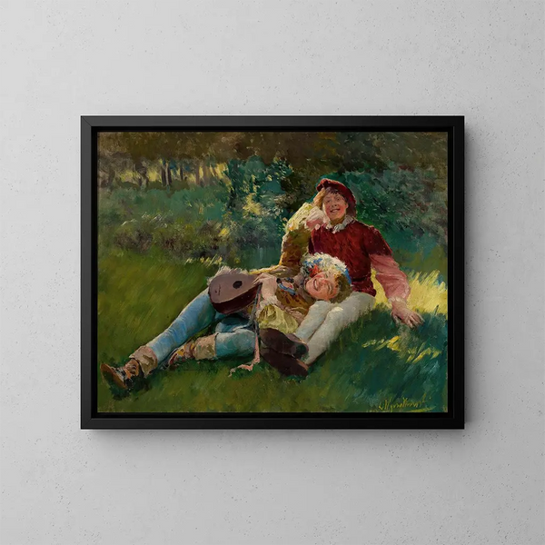 Blije kinderen - Leon Wyczółkowski — ingelijst kunstwerk aan de muur