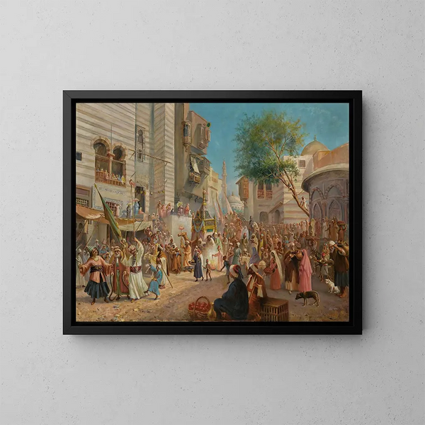 De vertrek van de mahmal uit Caïro - Leonardo de Mango — ingelijst kunstwerk aan de muur