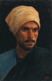 Een Arabier met een gele tulband en een blauwe burnous - Leopold Carl Müller — weergave van het kunstwerk