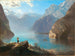 Een scène op het Königssee-meer met Sint-Bartholomeus - Leopold Heinrich Vöscher — weergave van het kunstwerk