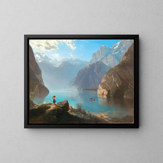 Leopold Heinrich Vscher - A Scene on Lake Knigssee with St Bartholom.webp