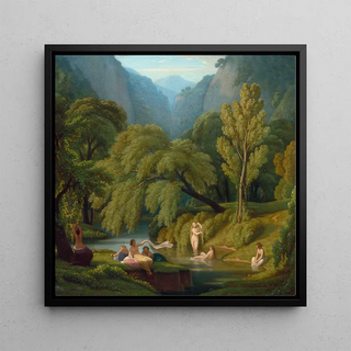 Les Baigneurs Souvenir des rives de la rivière Anio à Tivoli - Théodore Caruelle d'Aligny