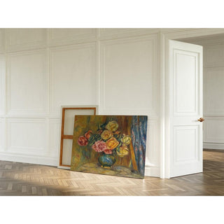 Les Roses au Rideau Bleu - Pierre-Auguste Renoir | Reproduction Tableau Décoration murale affiche copie