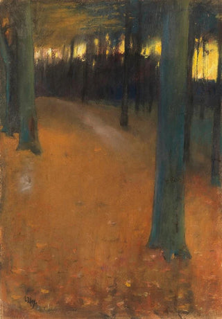 Lesser Ury - Waldlandschaft im Abendlicht.webp