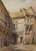 Hof van het huis op nr. 29 Rue de la Tannerie Abbeville Somme Frankrijk, bekend als het tijdperk van François I - Lewis John Wood — weergave van het kunstwerk