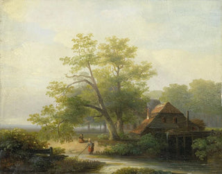 Lodewijk Hendrik Arends - A Watermill in a Woody Landscape.webp