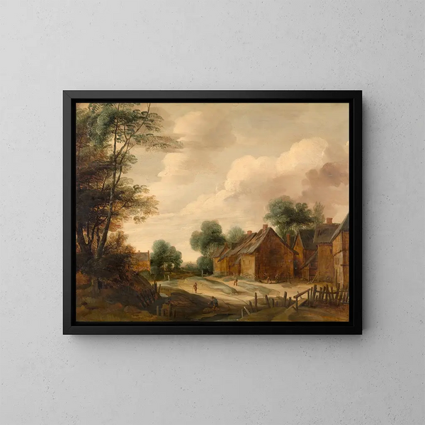 Landschap met een boerderij - Lodewijk de Vadder — ingelijst kunstwerk aan de muur