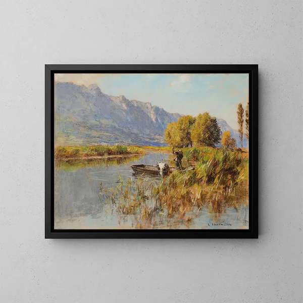 La Dent du Chat au lac du Bourget - Léon Augustin Lhermitte — ingelijst kunstwerk aan de muur
