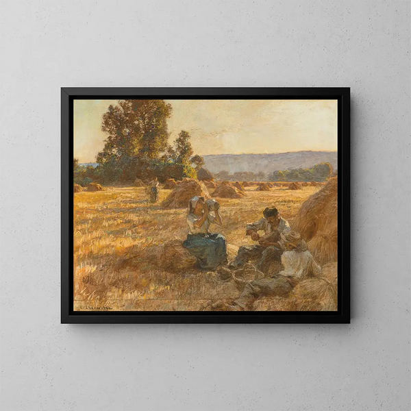 Het Maaltijdje van de oogstarbeiders - Léon Augustin Lhermitte — ingelijst kunstwerk aan de muur