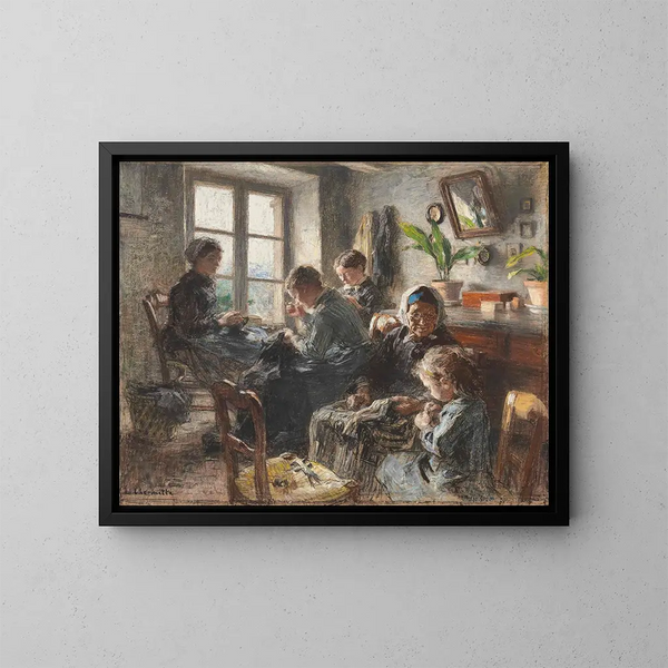 van de naaisters - Léon Augustin Lhermitte — ingelijst kunstwerk aan de muur