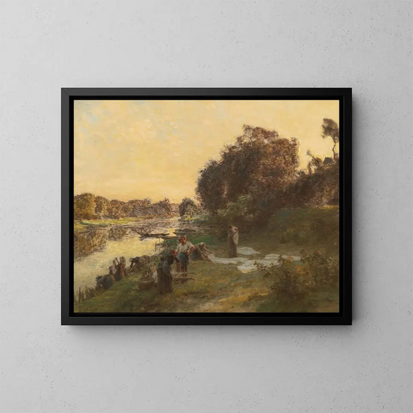 De wasvrouwen van Chelles - Léon Augustin Lhermitte — ingelijst kunstwerk aan de muur