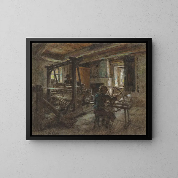 De wevershut - Léon Augustin Lhermitte — ingelijst kunstwerk aan de muur