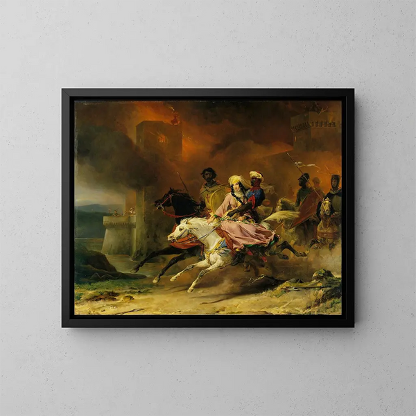 Rebecca en Brian de Bois-Guilbert - Léon Cogniet — ingelijst kunstwerk aan de muur