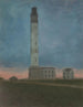 Het vuurtoren van Oostende bij zonsopgang - Léon Spilliaert — weergave van het kunstwerk