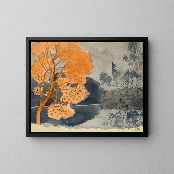 van herfstvijver - Léon Spilliaert — ingelijst kunstwerk aan de muur
