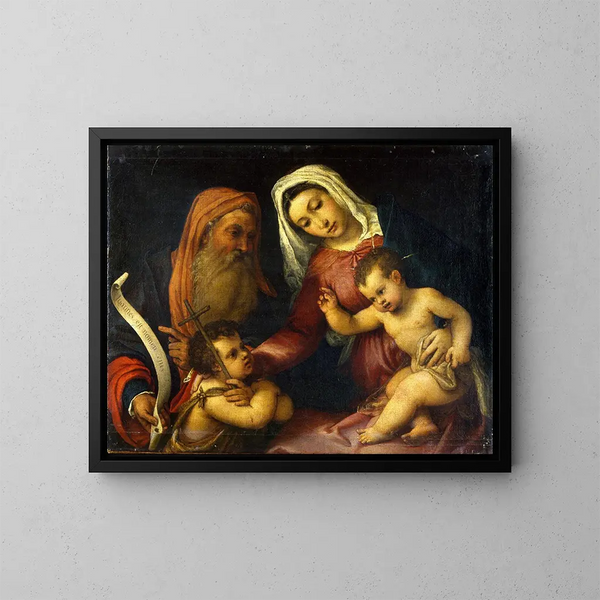 Maria en het kind met de heiligen Zacharias en Johannes de Doper - Lorenzo Lotto — ingelijst kunstwerk aan de muur