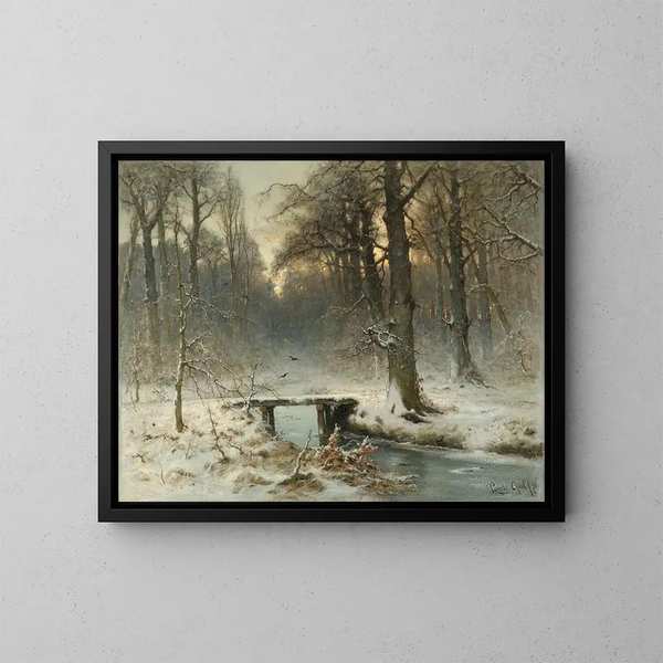 Een avond in januari in het bos van Den Haag - Louis Apol — ingelijst kunstwerk aan de muur