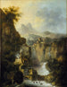 Mountain landscape painting with a waterfall - Louis Bélanger — artwork view