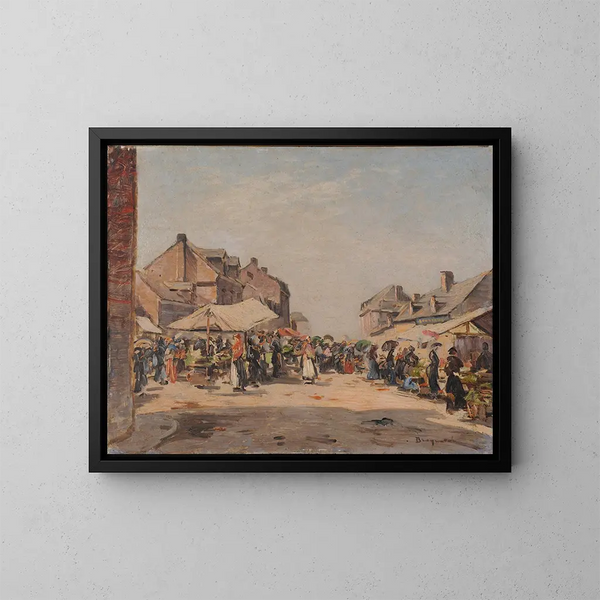 De markt van Cayeux-sur-Mer - Louis Braquaval — ingelijst kunstwerk aan de muur